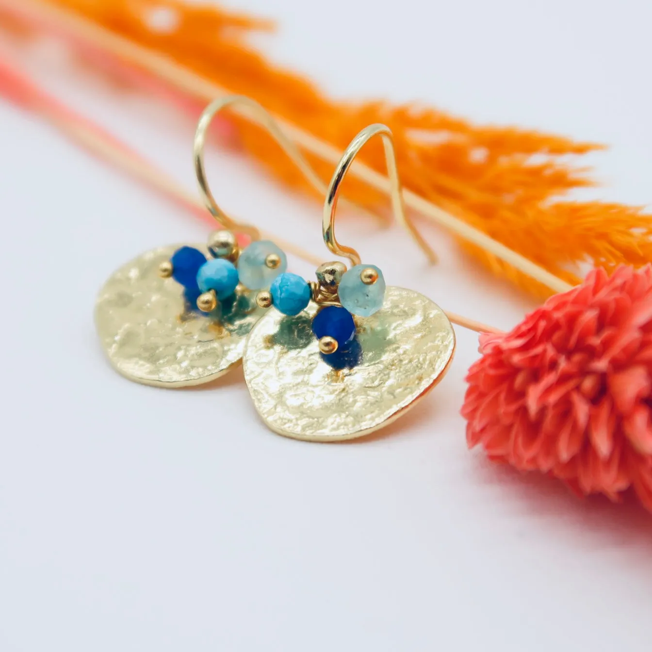 Gold Plated 925 Silver Earrings | Boho Gold Disc