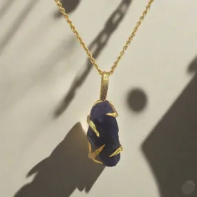 Gold Plated Necklace with Dark Amethyst Pendant