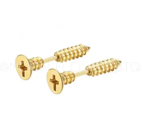 Gold Stainless Steel Screw Stud Earrings