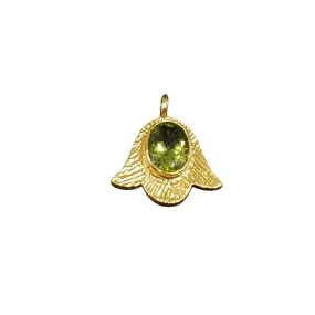 Gold Vermeil Peridot Floral Charm Pendant