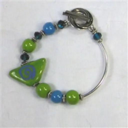 Green Bead Bracelet Kazuri Bead Bracelet