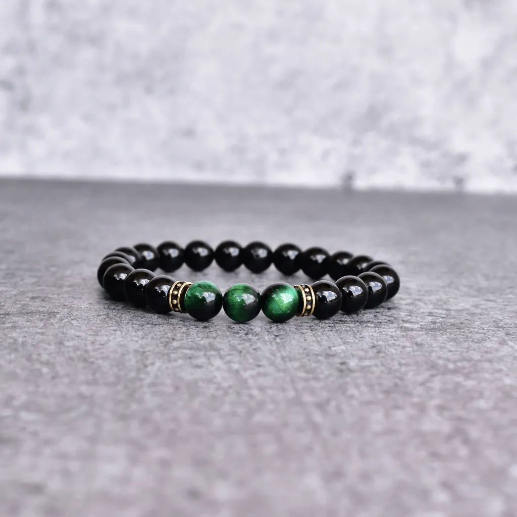 Green Captivating - Tiger Eye and Onyx Bead Bracelet