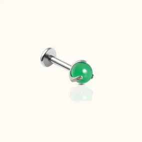 Green Jade Threadless Labret Titanium Flat Back Earring