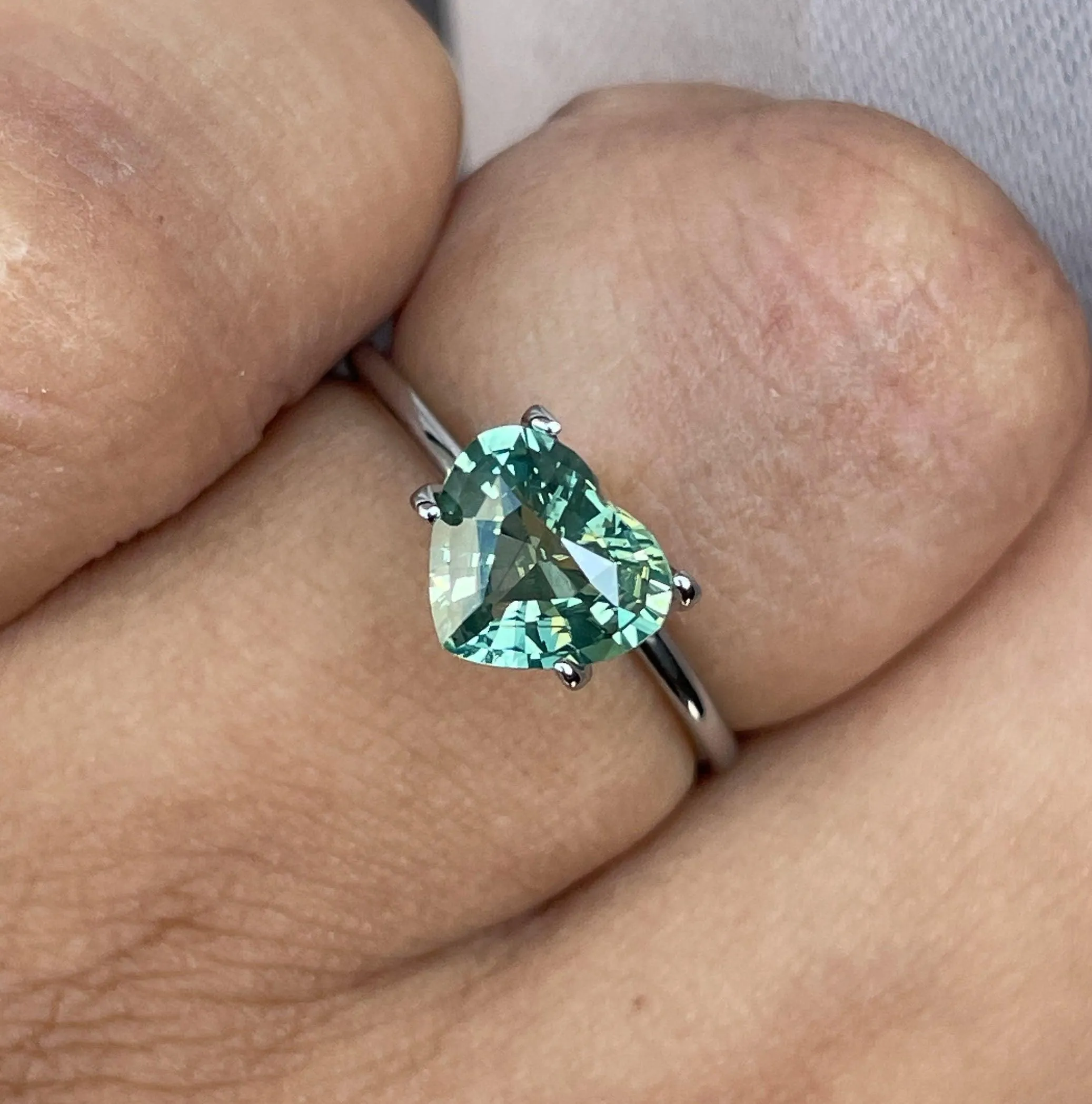 Green Sapphire 1.75 Ct, Natural Green Sapphire Ring, Teal Sapphire Engagement Ring, bespoke Ring, For Custom ring Loose gem