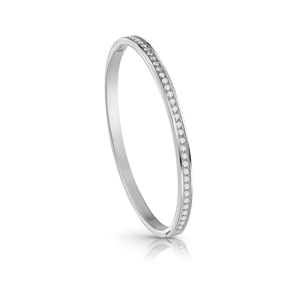 GUESS Silver Plated Crystal Pave Bangle