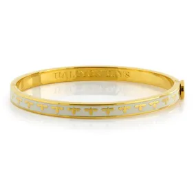 HALCYON DAYS 18K YELLOW GOLD PLATED 6MM BEE CREAM ENAMELED BANGLE BRACELET