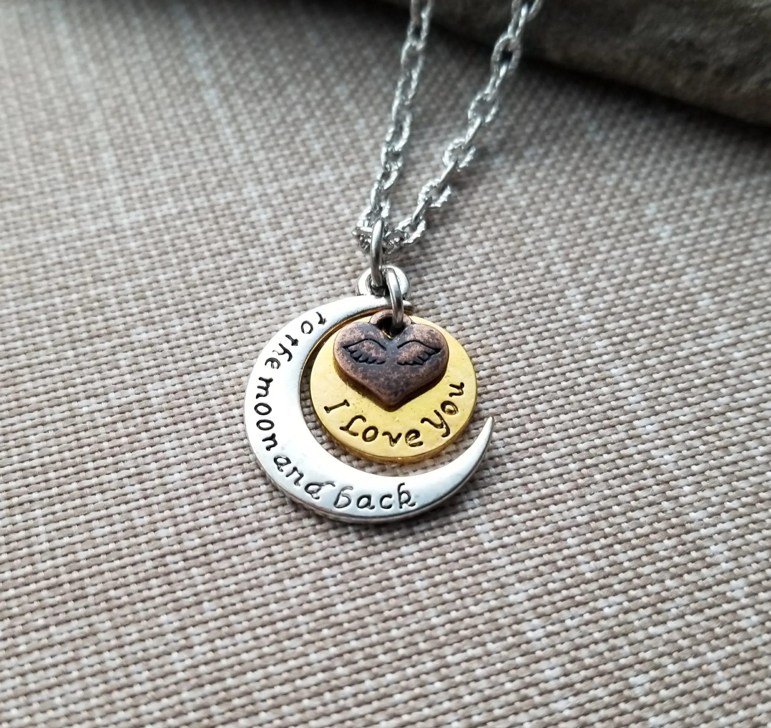 Handmade I Love You To The Moon And Back Necklace Valentines Anniversary Gift