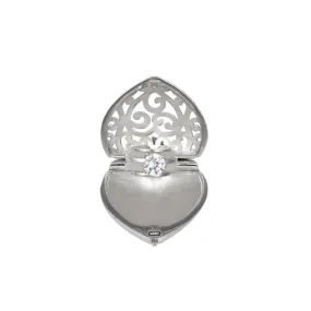 Heart-Shaped Engagement Ring Keeper Sterling Silver Locket Necklace I Jan Leslie