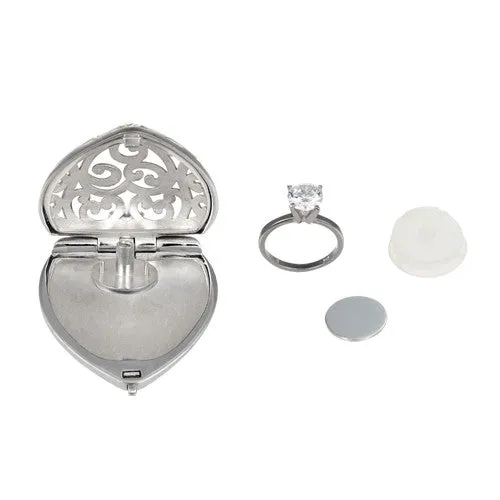 Heart-Shaped Engagement Ring Keeper Sterling Silver Locket Necklace I Jan Leslie