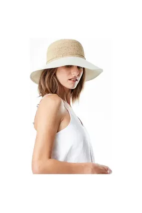 Helen Kaminski Kalola Crochet Raffia/Canvas Brim Hat N0195 | Natural/Off White