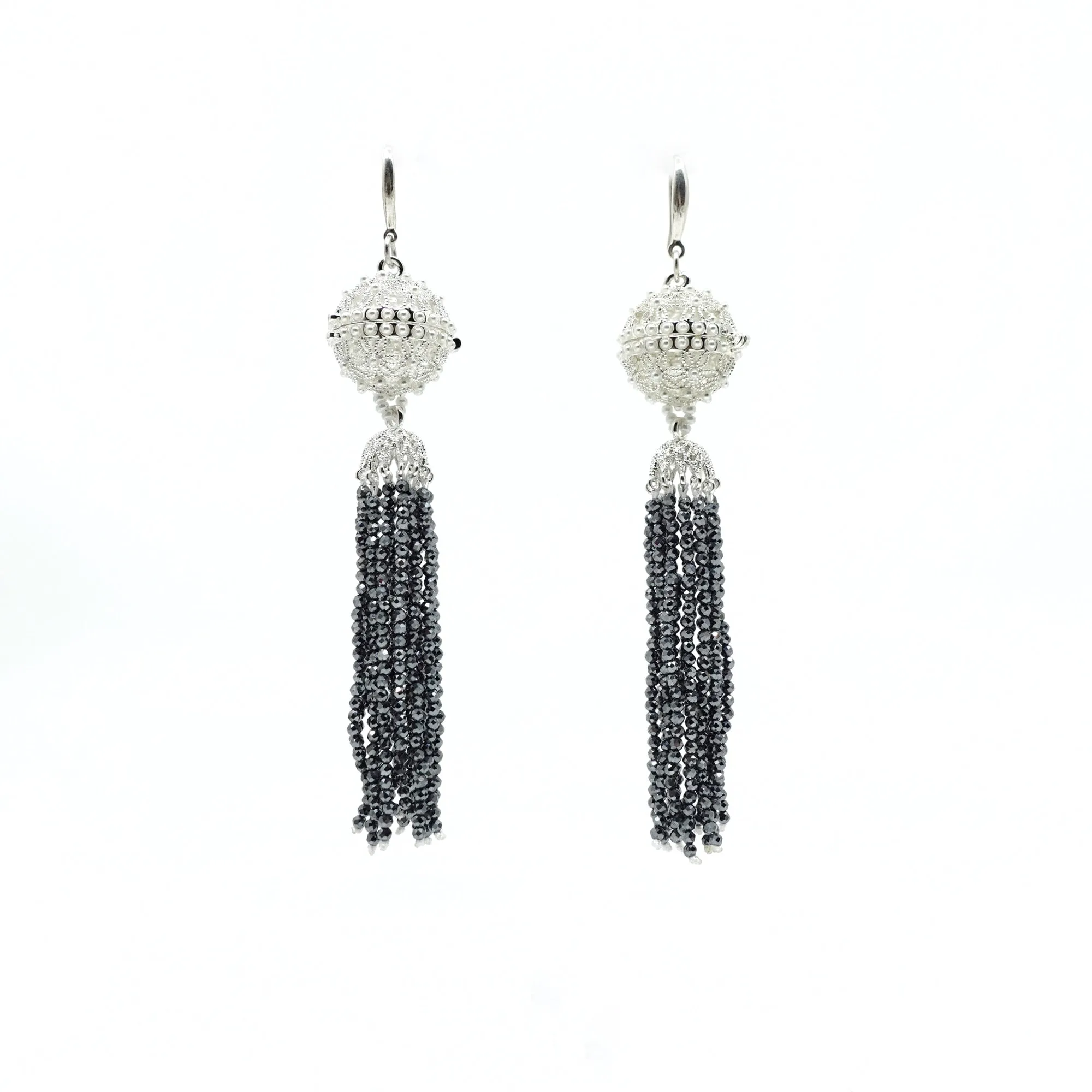 Herbal Locket Crystal Tassel Earrings - Terahertz Stone