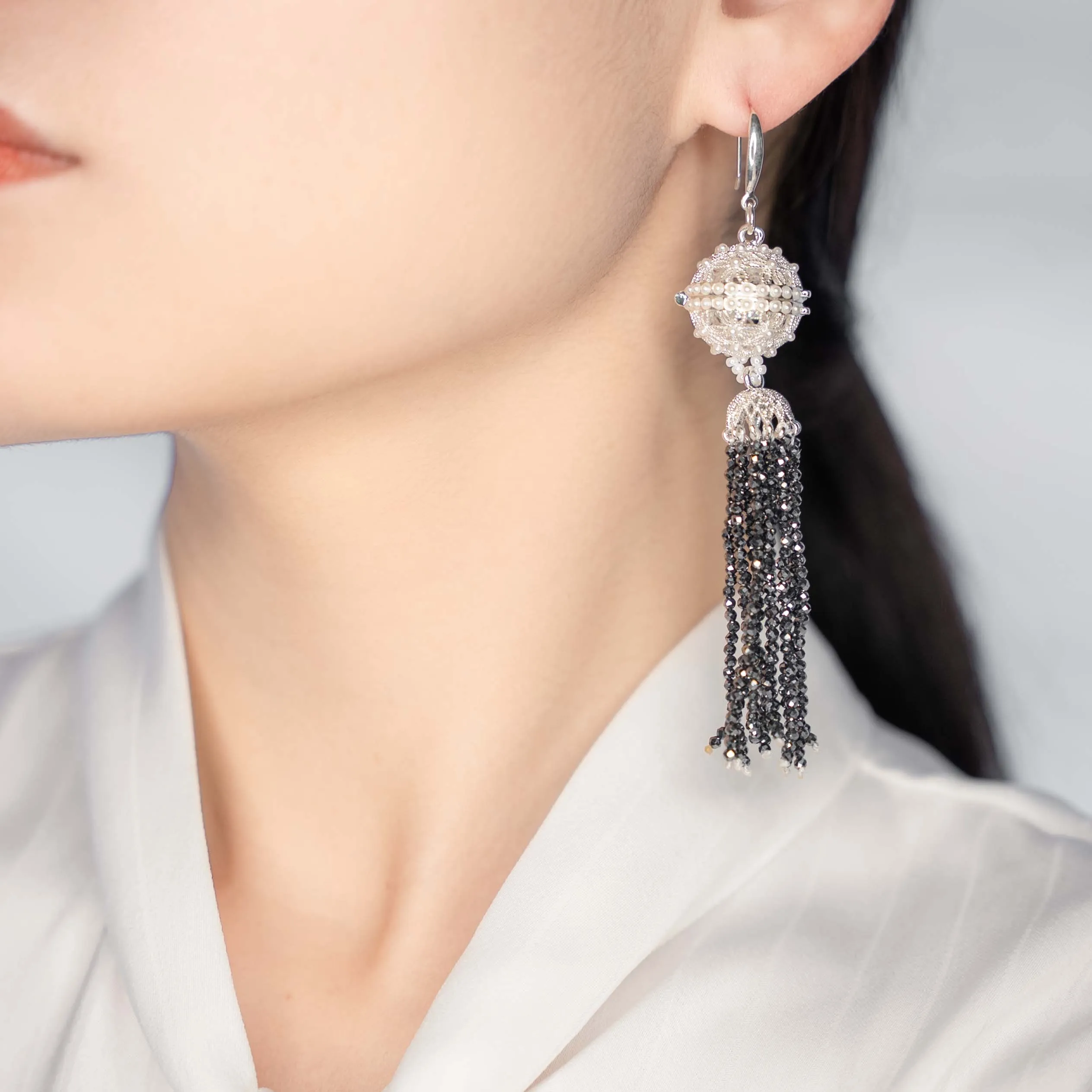 Herbal Locket Crystal Tassel Earrings - Terahertz Stone