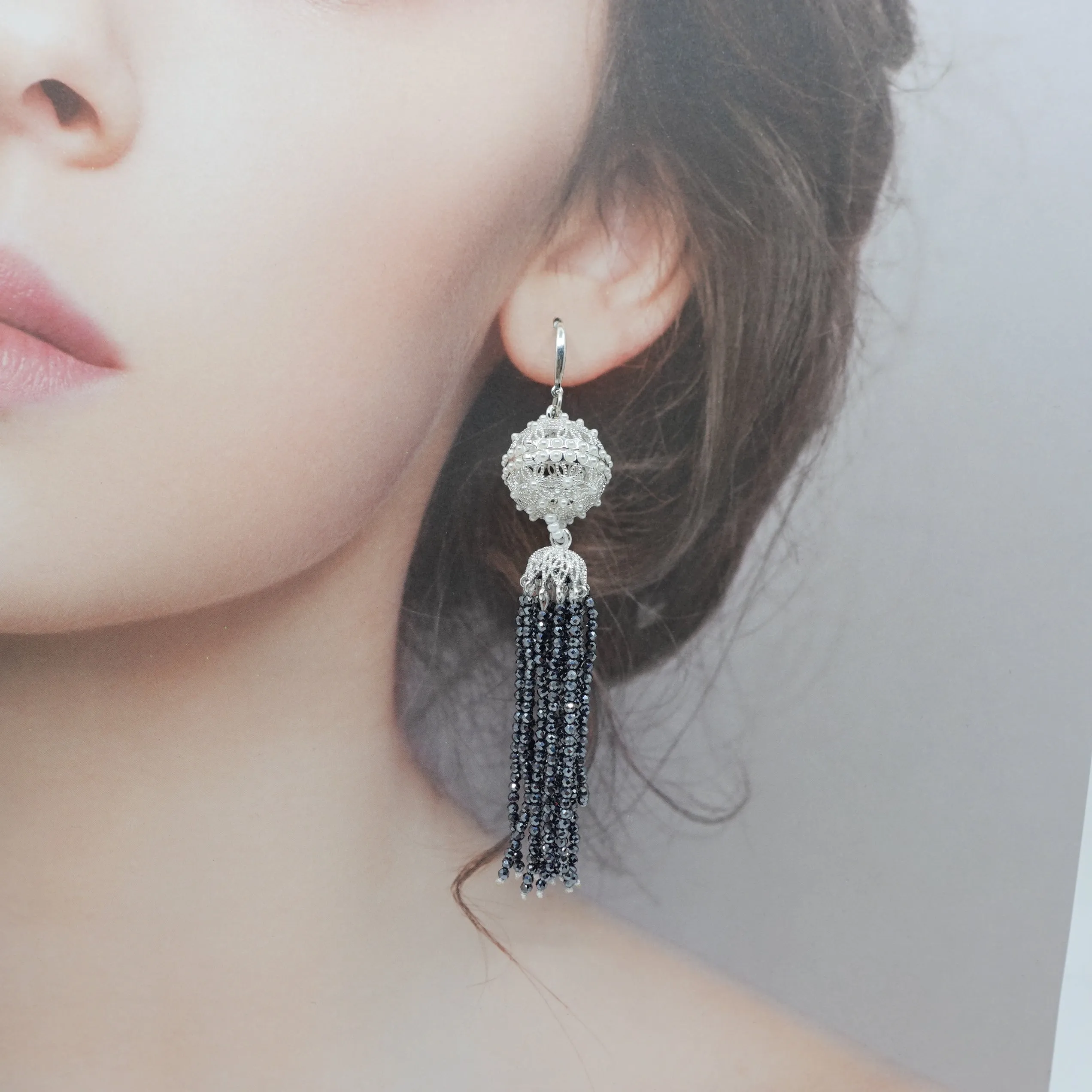 Herbal Locket Crystal Tassel Earrings - Terahertz Stone