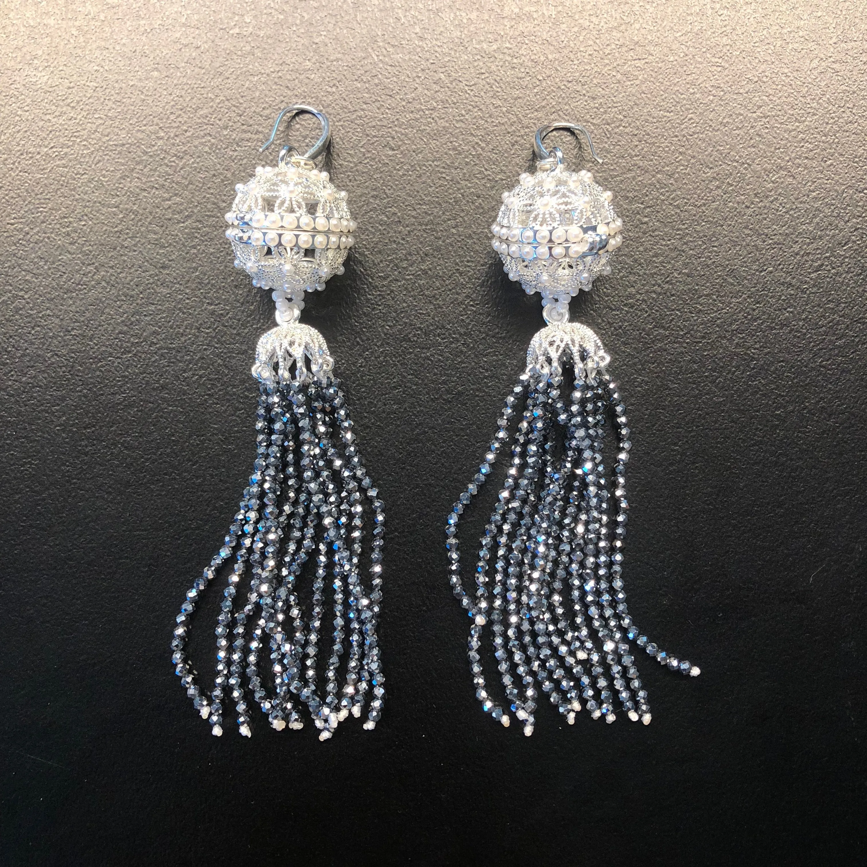 Herbal Locket Crystal Tassel Earrings - Terahertz Stone