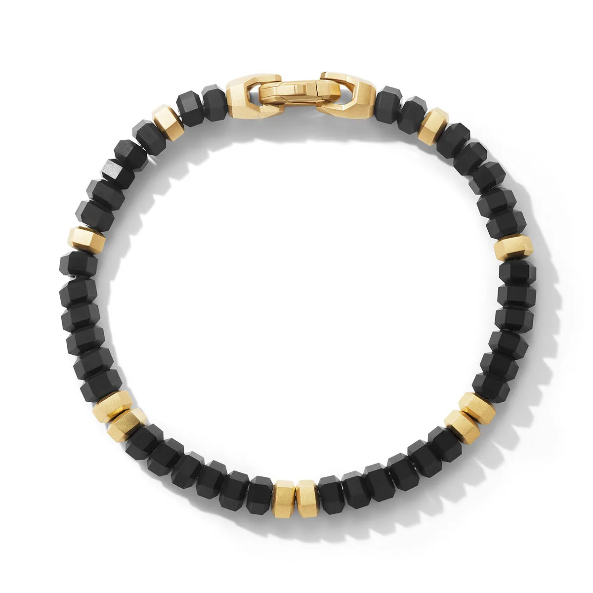 Hex Bead Bracelet with Black Onyx and 18K Yellow Gold