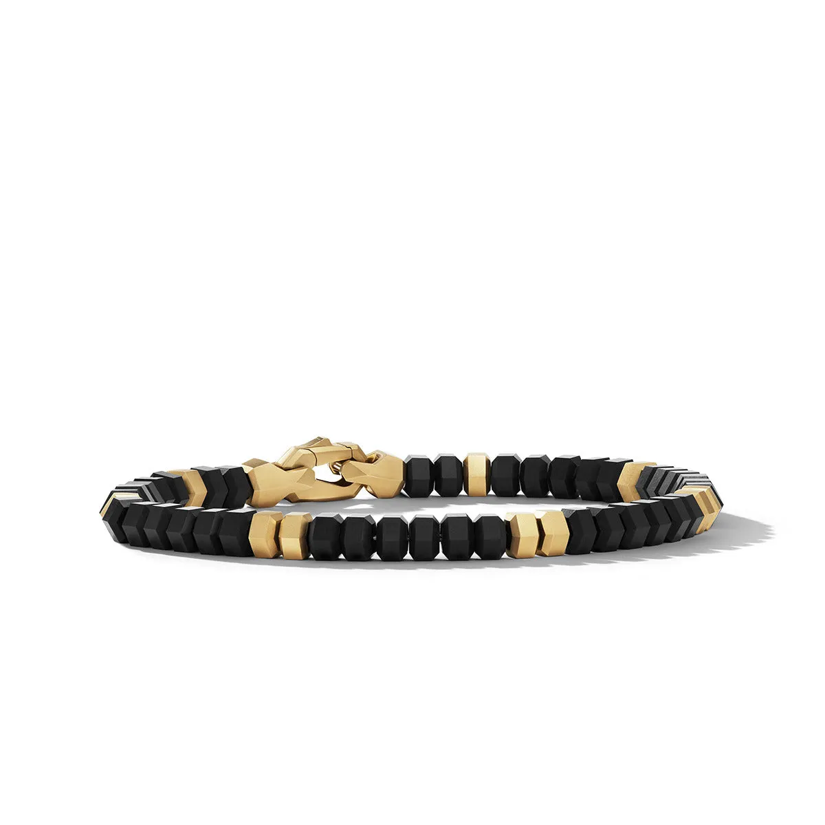 Hex Bead Bracelet with Black Onyx and 18K Yellow Gold