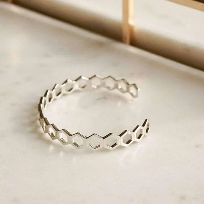 Hexagon Palm Sterling Silver Bangle WB01_SLV