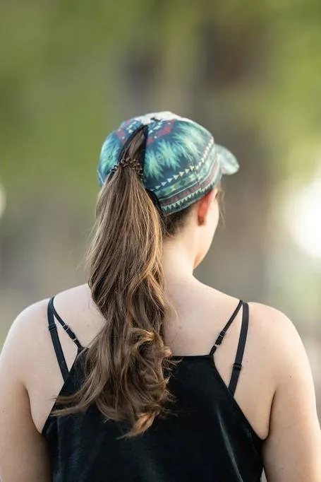 Horse Aztec Messy Bun Ponytail Hat