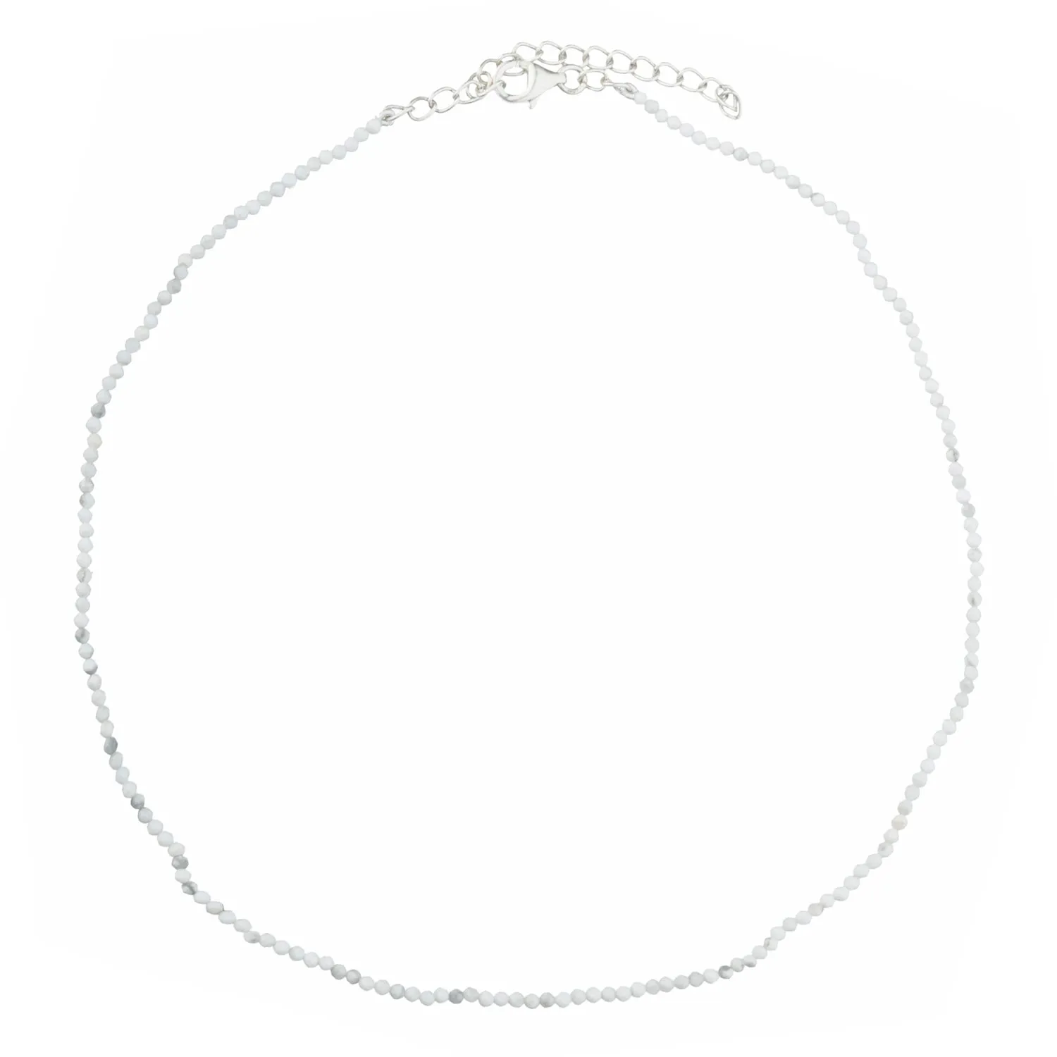 Howlite, Single Beaded Choker Sterling Silver