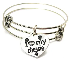 I Love My Chessie Triple Style Expandable Bangle Bracelet