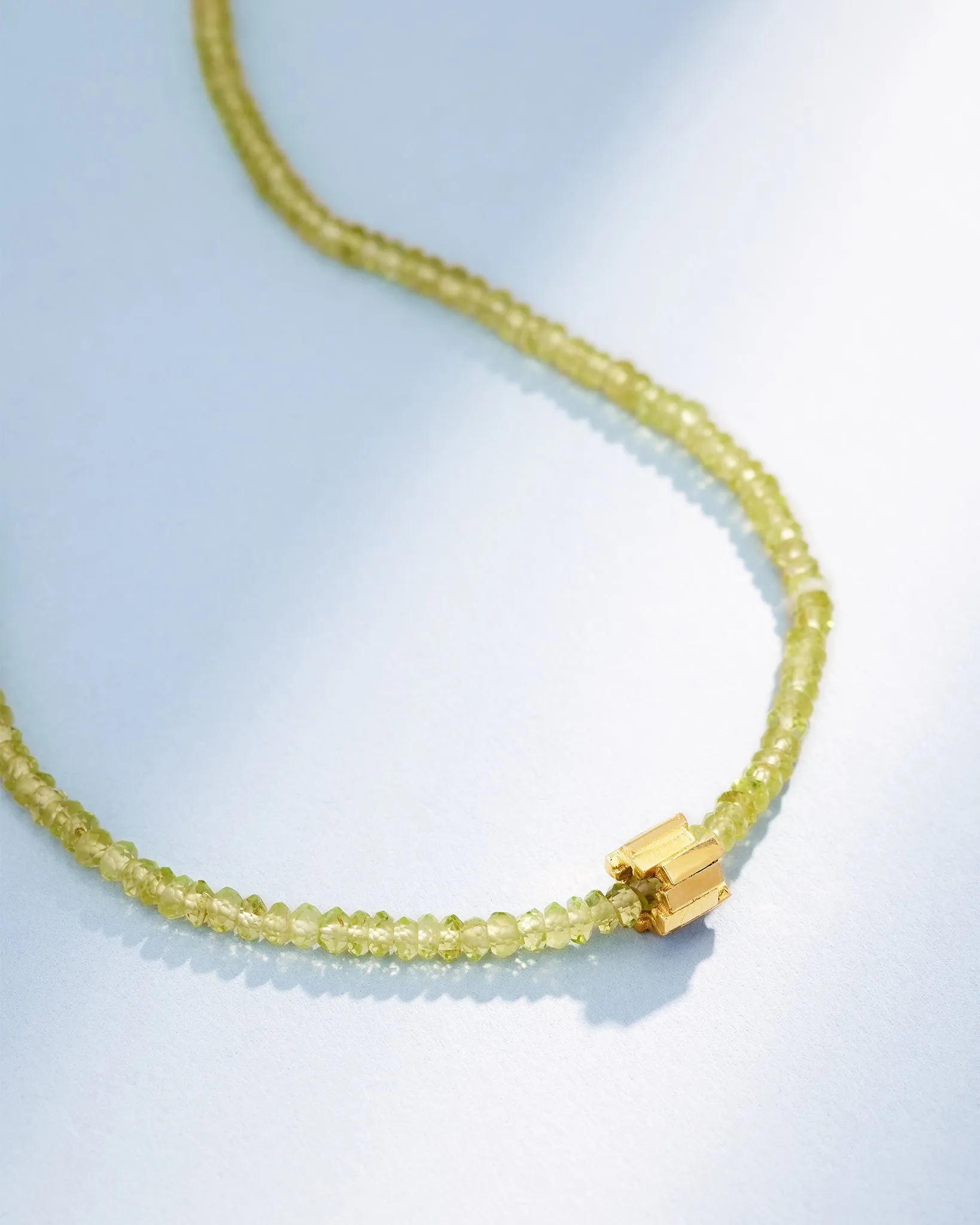 Infinite Beaded Peridot & Mini Golden Rondelle Necklace