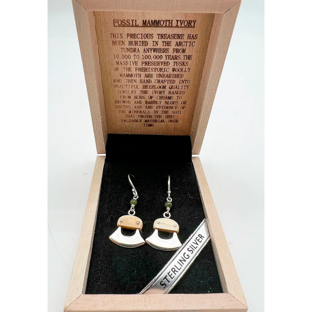 Ivory Ulu Jade Bead and Sterling Silver Earrings