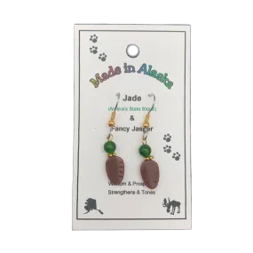 Jade and Stone Leaf Earrings