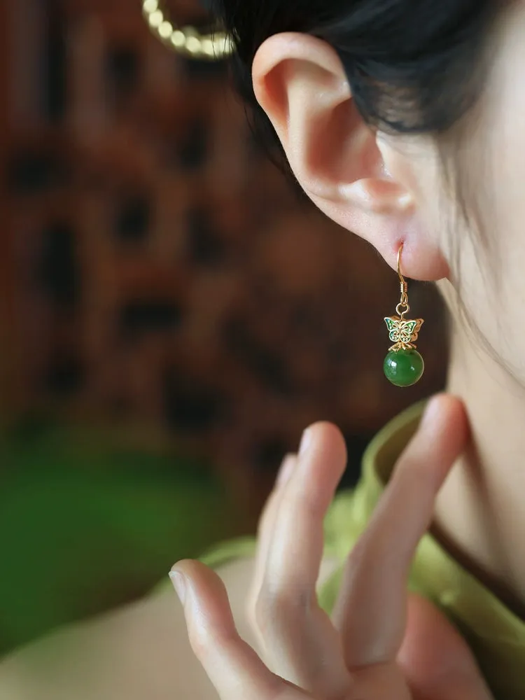 Jade Earrings: Butterfly