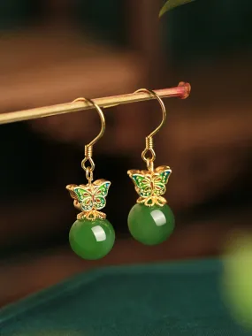 Jade Earrings: Butterfly