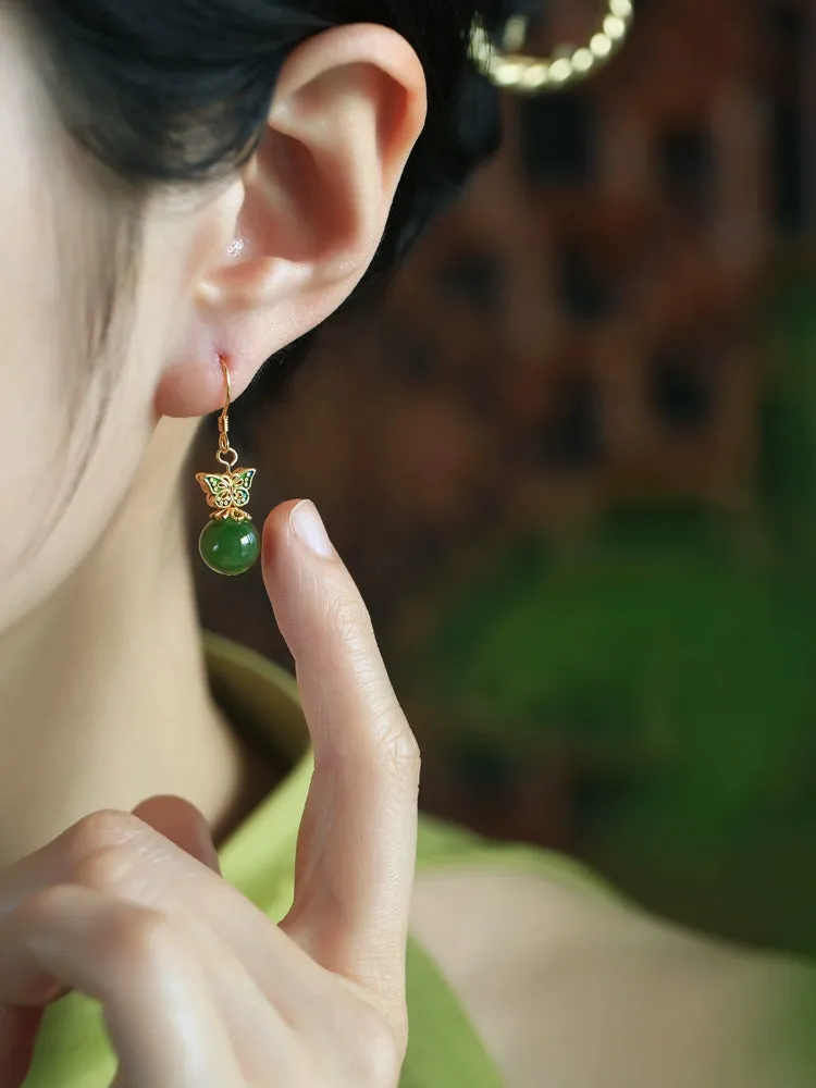 Jade Earrings: Butterfly