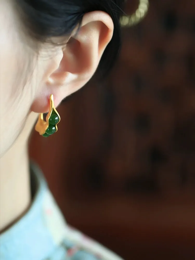 Jade Earrings: Lucky Pea