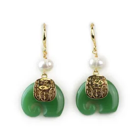 Jade Elephant Earrings