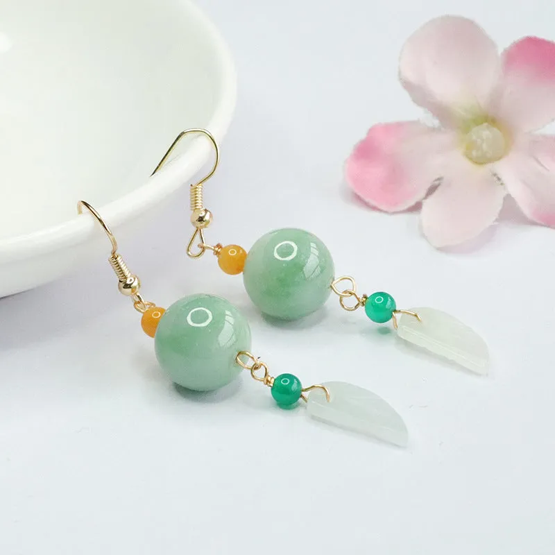 Jade Leaf Earrings crafted with Sterling Silver Hook