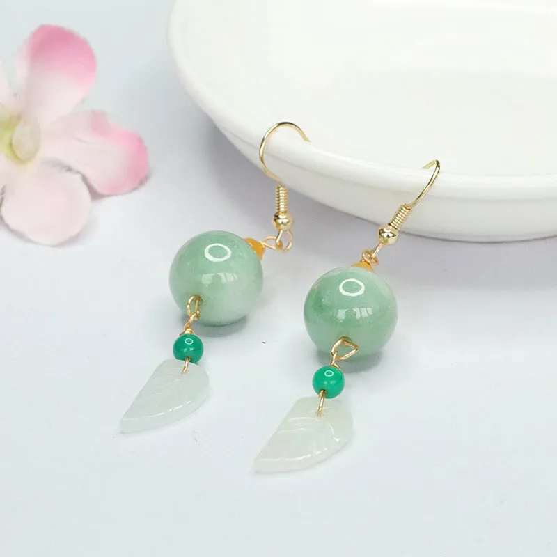 Jade Leaf Earrings crafted with Sterling Silver Hook