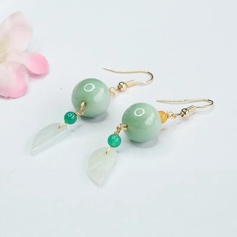 Jade Leaf Earrings crafted with Sterling Silver Hook