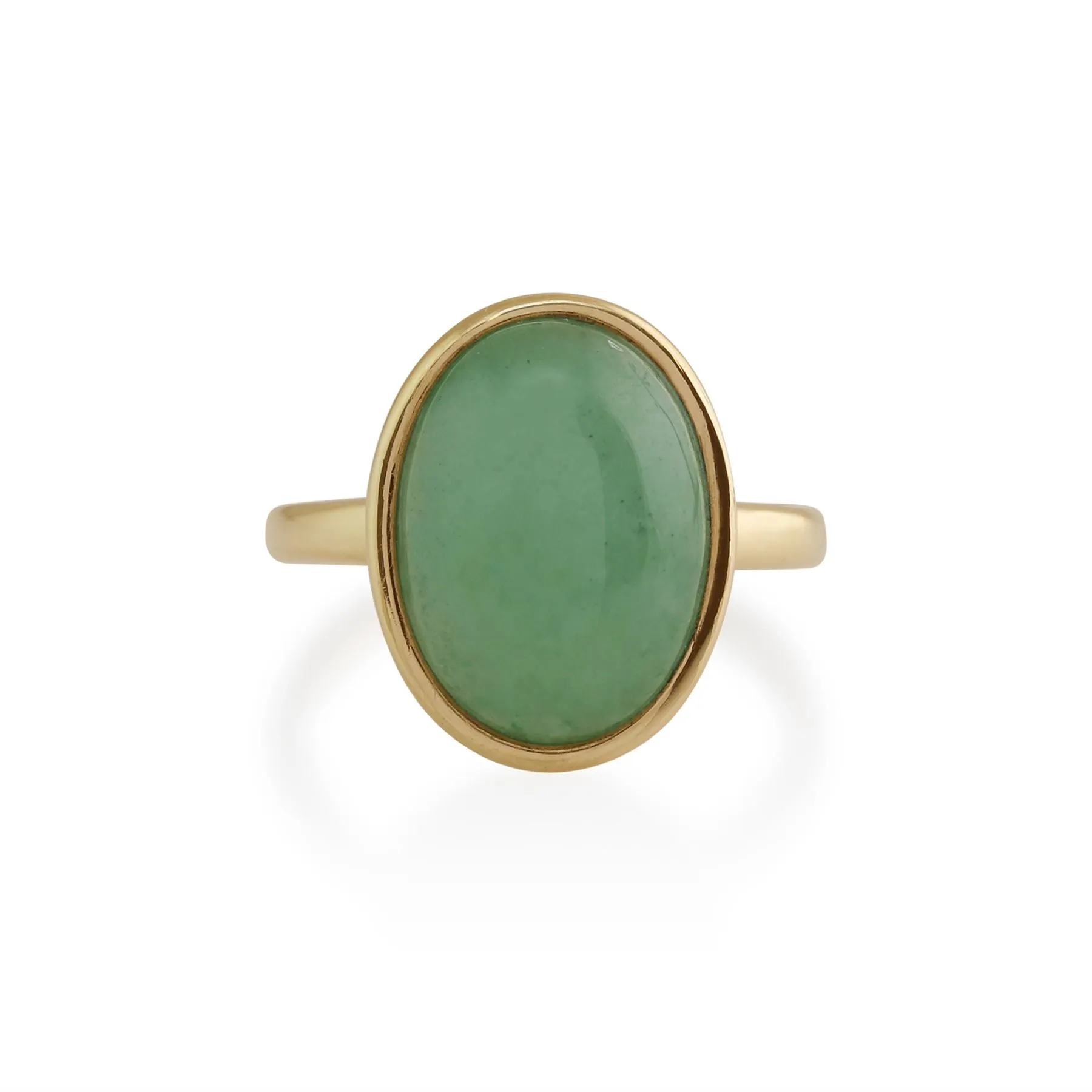 Jade Ring, 9 Karat Gelbgold 3ct grüner Jade gerahmt Ring