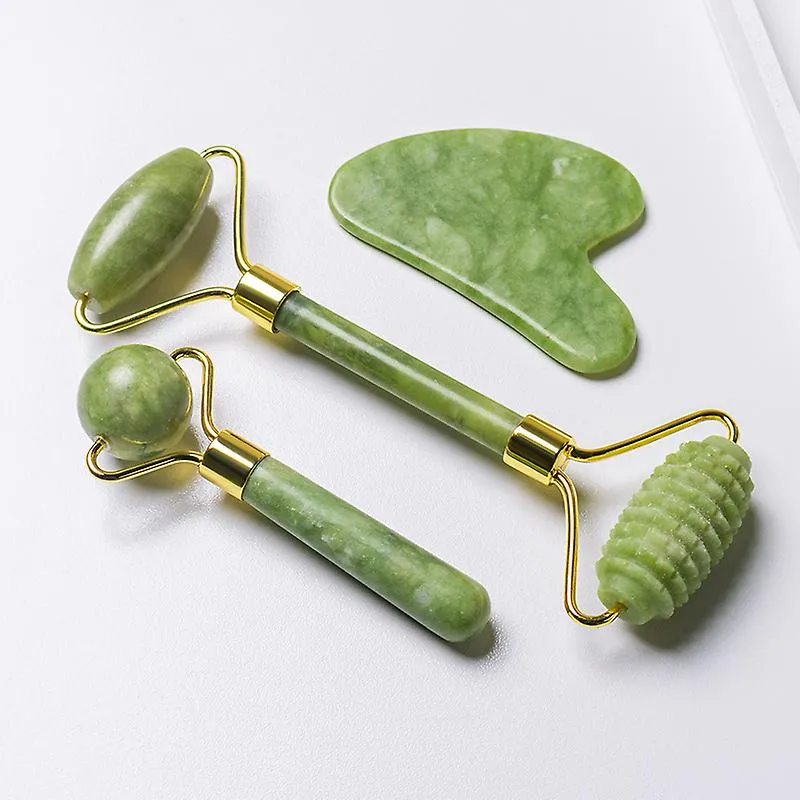 Jade Roller Only Facial Massage Roller Guasha Board Kit Double Heads Jade Stone Face Lift Skin Relaxation Slimming BeAUty Tool Fa0004