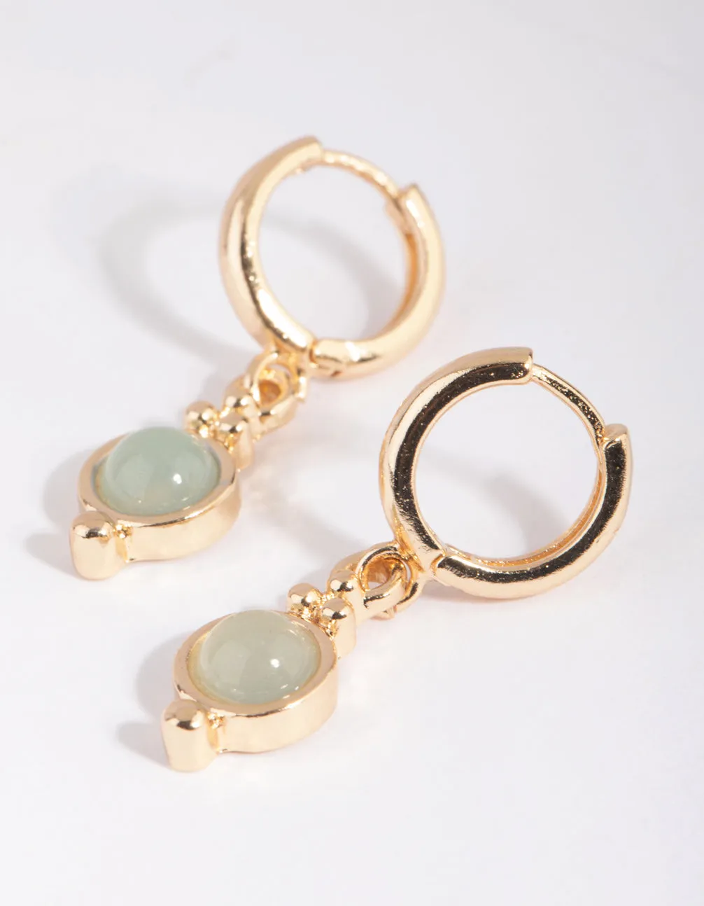 Jade Semi-Precious Huggie Hoop Earrings