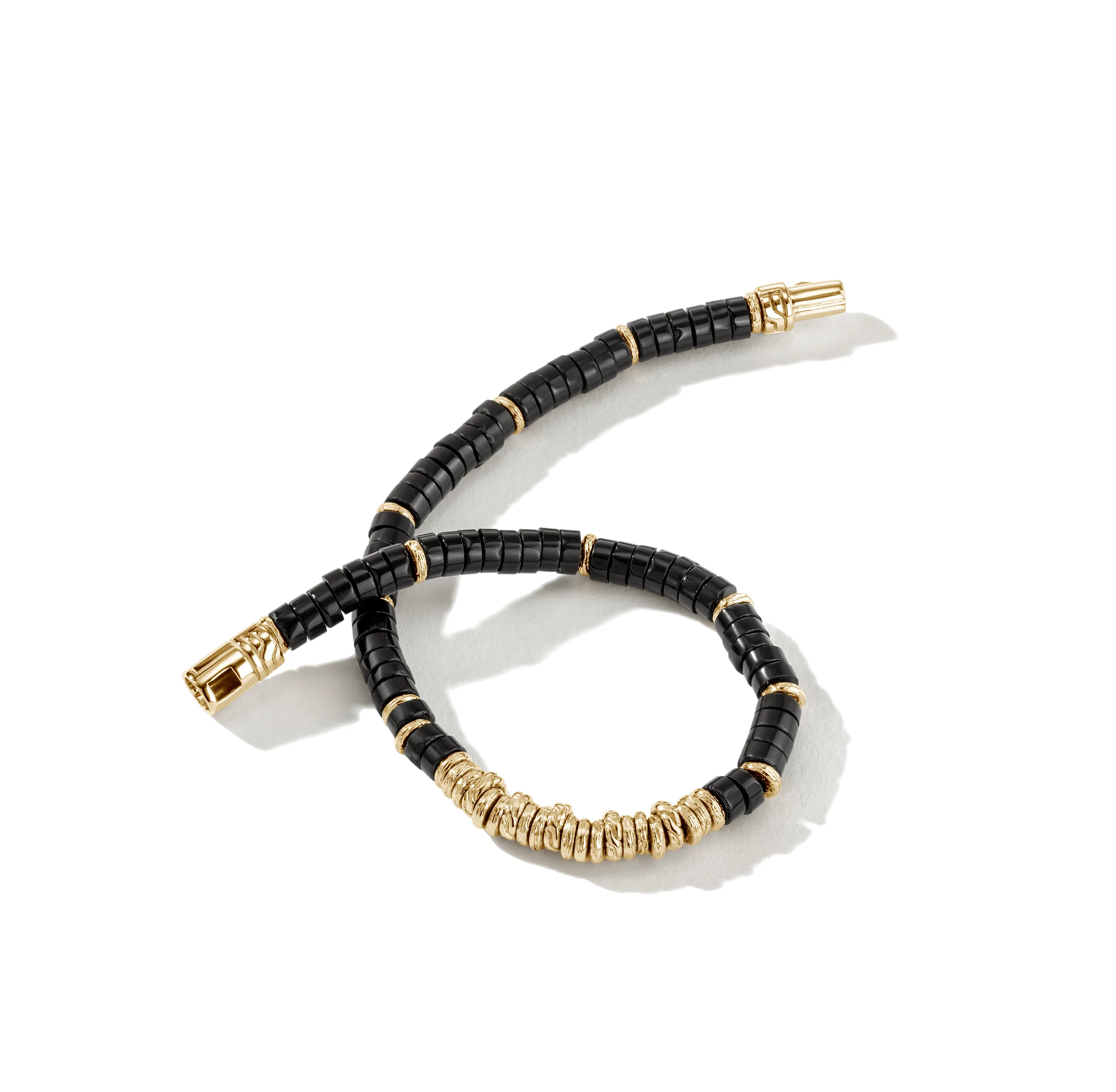 John Hardy Heishi Yellow Gold Bracelet with Black Onyx