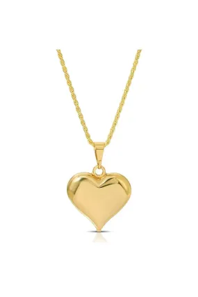 Joy Dravecky - Puffy Heart Necklace in Gold