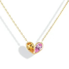 Jumbo Sweetheart Necklace Citrine & Pink Tourmaline