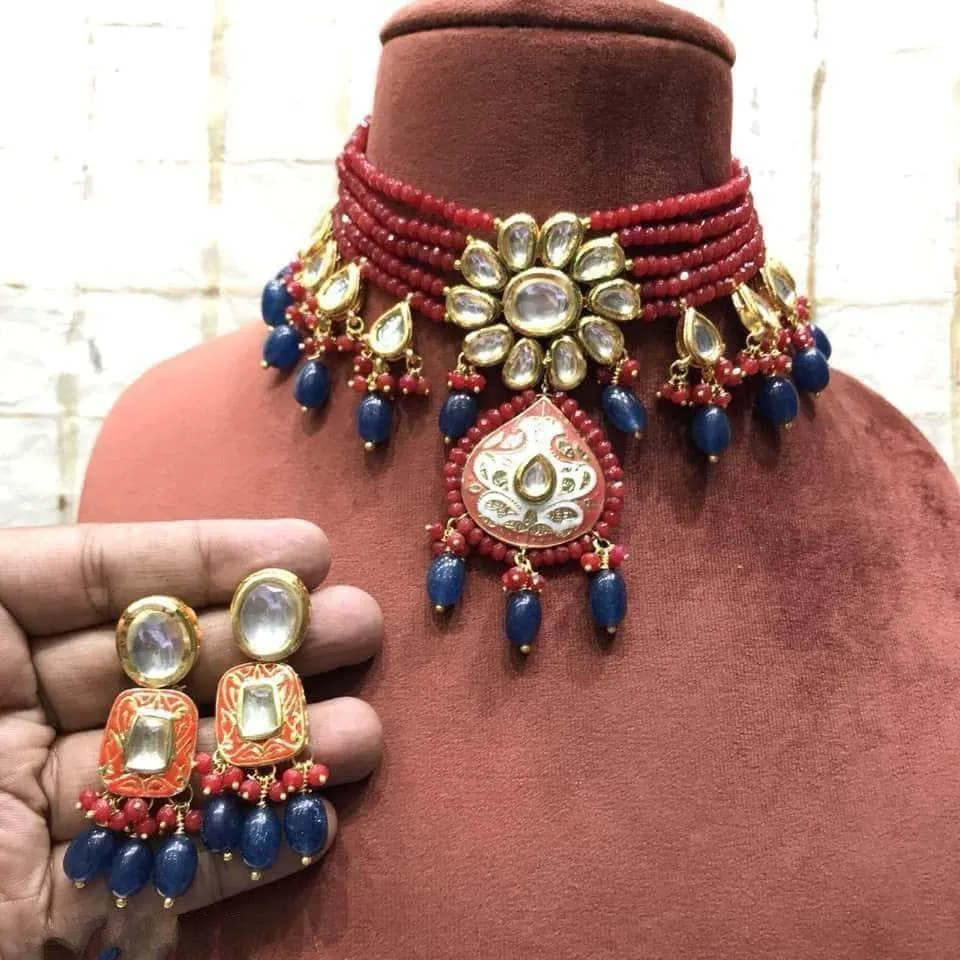 Kundan Patch Choker With Handpainted Pendant