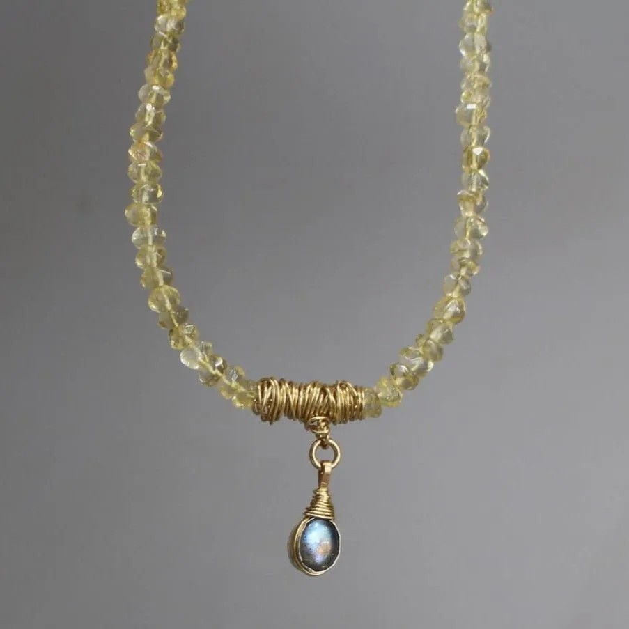 Labradorite Citrine Eye Necklace