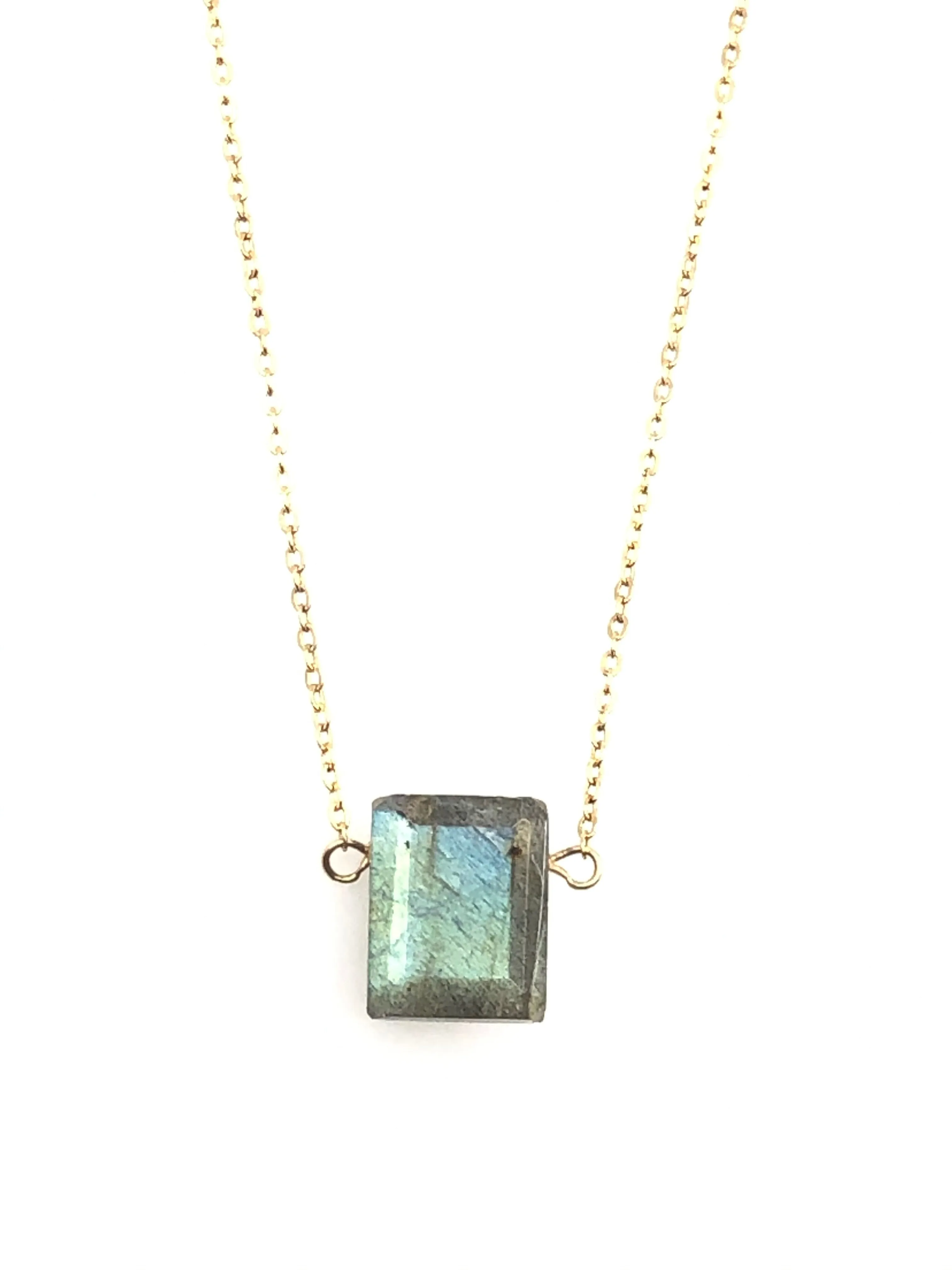 Labradorite Emerald Cut Necklace