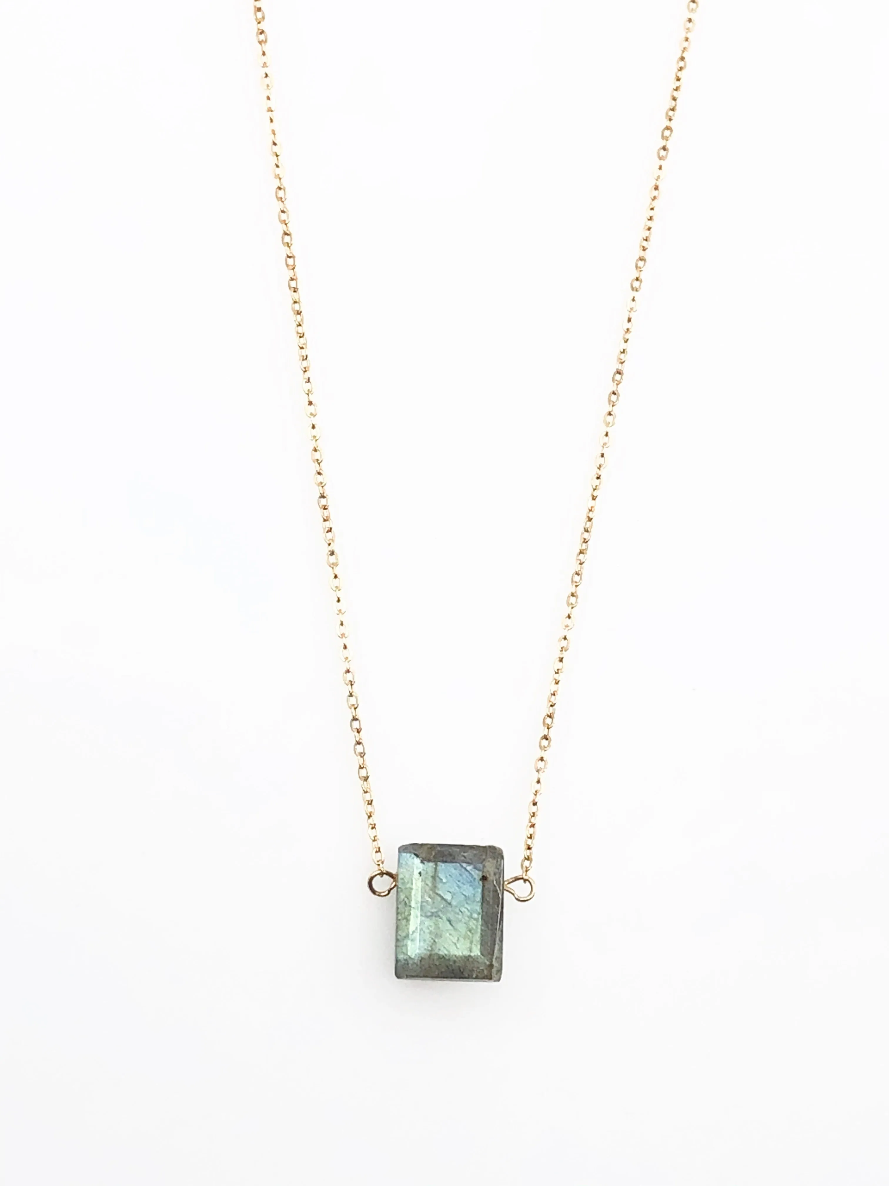 Labradorite Emerald Cut Necklace