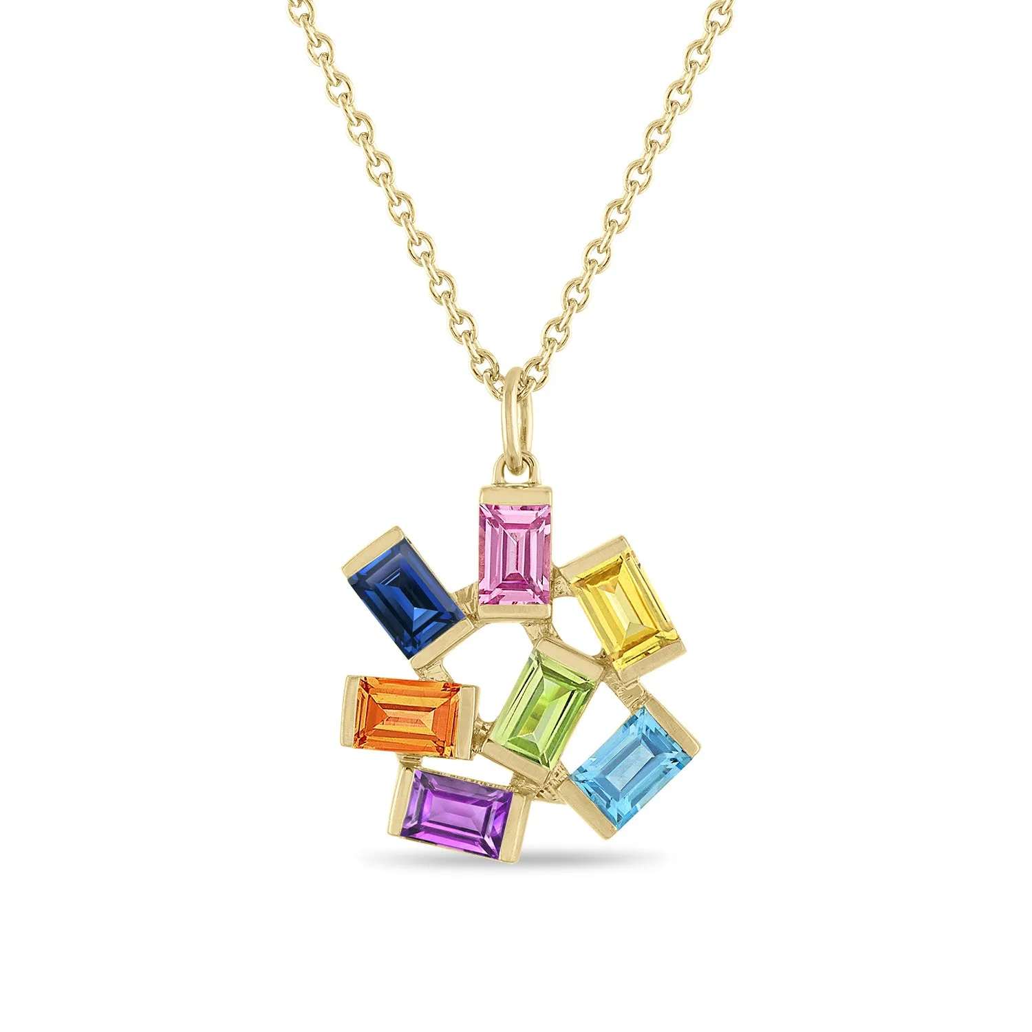 Large Jubilation Pendant Necklace: Rainbow Gemstones