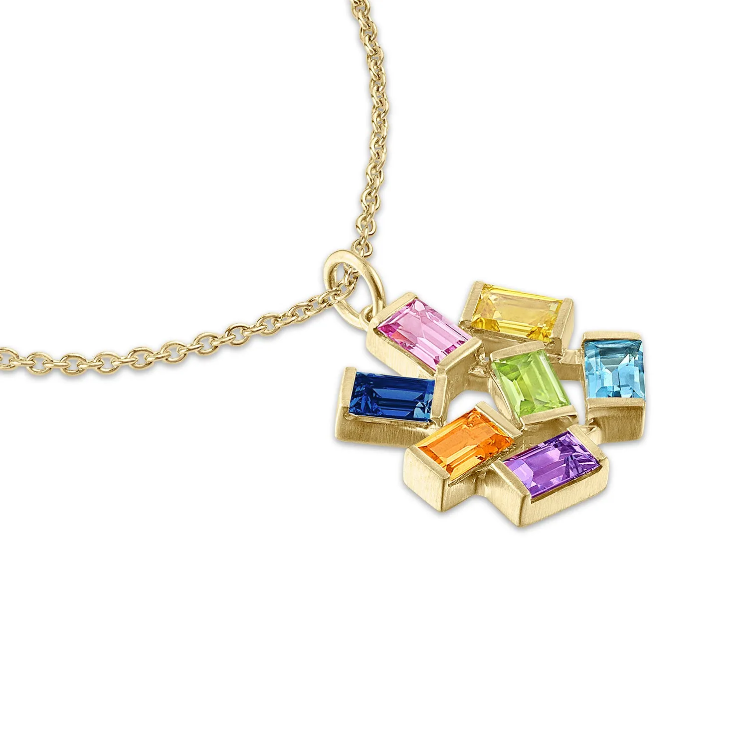 Large Jubilation Pendant Necklace: Rainbow Gemstones