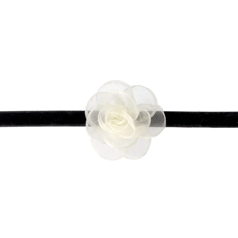 Large Rose Velvet Choker