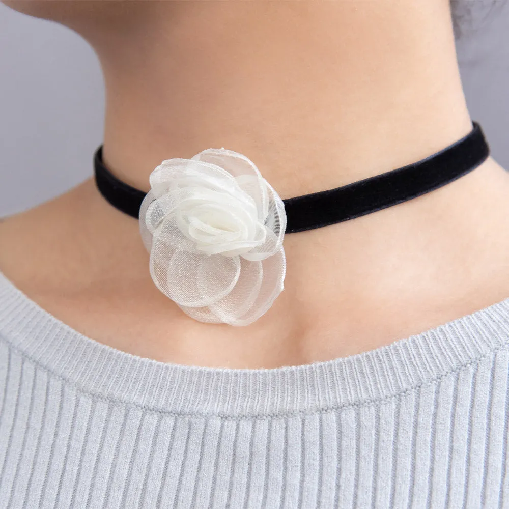 Large Rose Velvet Choker