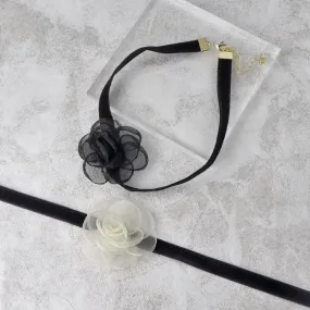 Large Rose Velvet Choker